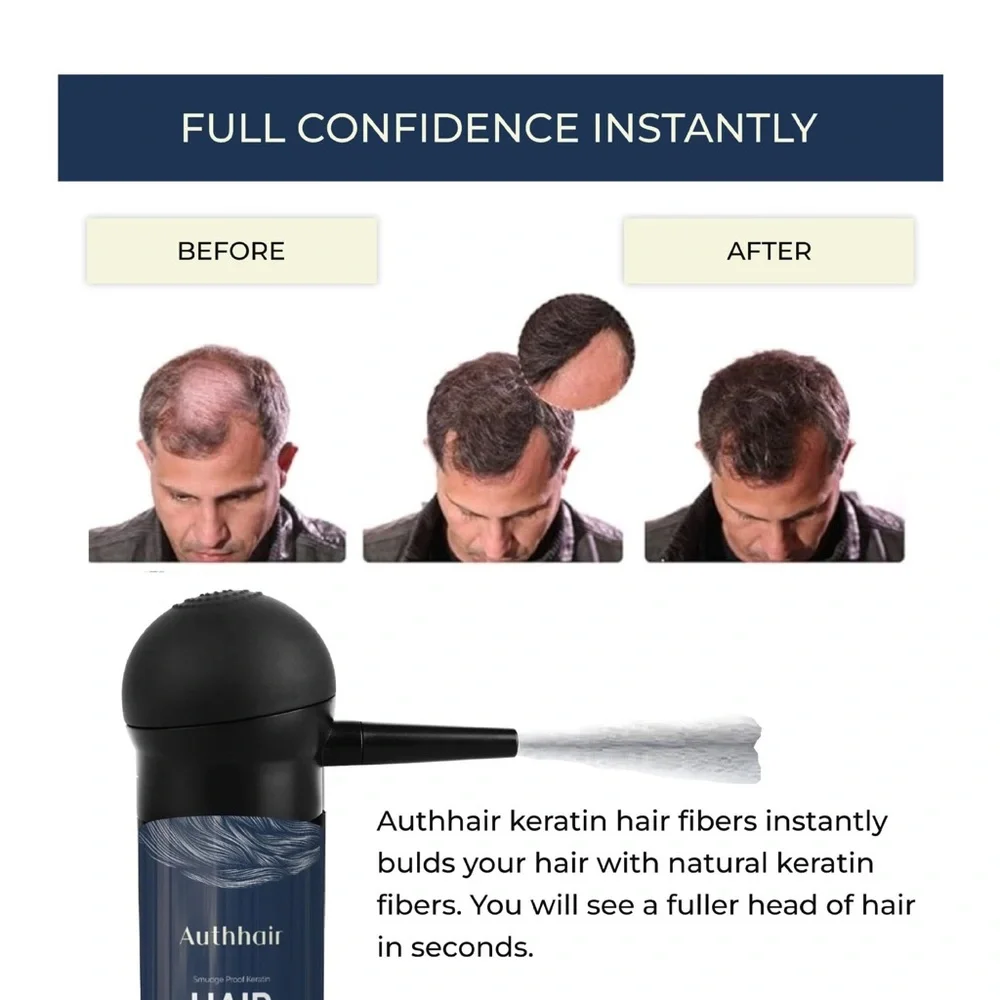 Hair Fibers for Thinning Hair w/Spray Applicator for Men & Women (black)